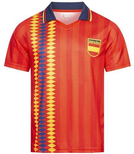 JELEX Retro History Maillot pour homme | Avec logo brodé et manches courtes | Design nostalgique pour les fans de football | Idéal pour les collectionneurs, espagne, XXL