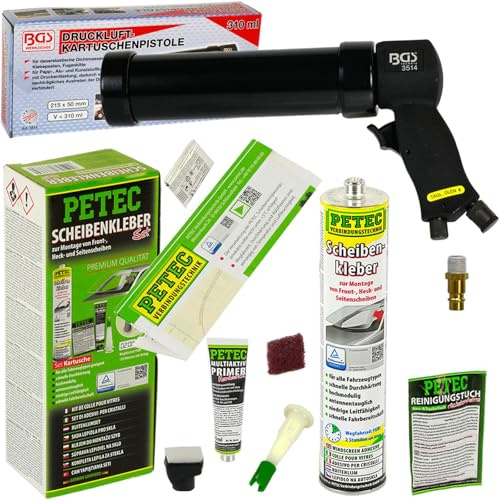 PETEC Scheibenkleber-Set 310ml Kartuschen-Presse Druckluft-Pistole Frontsch | 83333+3514,