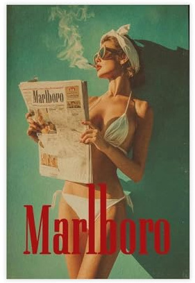 NKALFGH Vintage-Poster mit Zigarette, Western-Poster, Wandkunstdruck, Bild, Gemälde, 20 x 30 cm