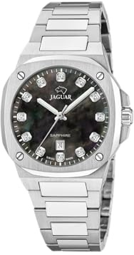 JAGUAR Swiss Made Damenuhr Analog aus Edelstahl 316L | Quarzuhr, Kalender, Widerstandsfähiges Saphirglas, Wasserdicht 10 ATM, J1027/8, Rondcarre