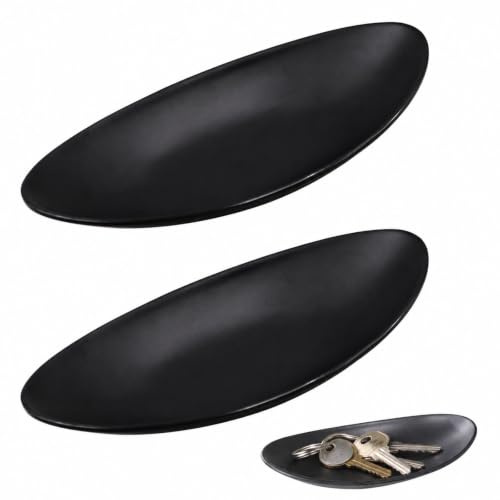 INNAL 2 Pièces Bols à Clés pour Couloir 25.3 x 13.7 x 4.3 cm Réutilisable | Plateau Décoratif pour Clés Bol à Clé Noire Plateau Bijoux Noir Ovale Cela Ranger Des Bijoux et Des Pièces de Monnaie