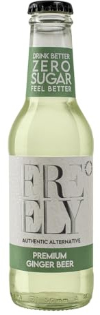 Freely Ginger Beer Analcolica Senza Zucchero, Bevanda Gassata allo Zenzero, Birra Analcolica Zero Alcool per Moscow Mule e Cocktail, 24 x 200 ml