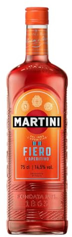 MARTINI Fiero roter Wermut Aperitif, 14,5% vol., 75cl / 750ml, süßer Wermut angereichert mit handgeschnittenen spanischen Orangenschalen (Packung mit 6)