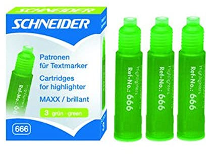Schneider 6664 Nachfüllpatrone grün 3StückTextmarker MAXX-115 brillant-190