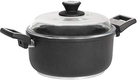 SKK 256151 Titan Induction, Guss-Kochtopf ø26cm, antihaft-beschichteter Topf, induktionsgeeignet, keramisch verstärkt, mit Seitengriffen, Backofen-fest, Made in Germany