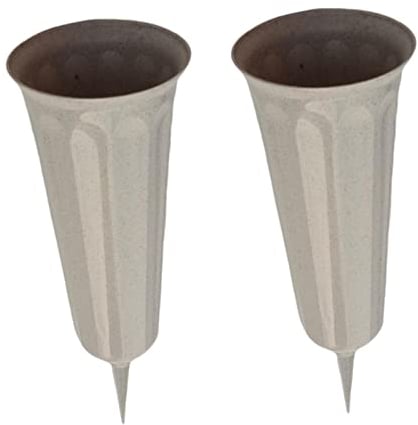 LOVIVER 2 Plastik Im Boden Friedhof Grab Vase Mit Langen Abnehmbaren Pfahl Angebracht