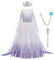 IWEMEK Robe de princesse Elsa 2 pour fille - Costume de Reine des Neiges - Flocon de neige - Accessoires pour cosplay, anniversaire, Halloween, Noël, carnaval, B - Ensemble violet., 5 ans