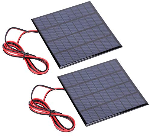 Walfront 2Pcs Panneau Solaire, DC 9V 2W Module de Chargeur de Jouets de Batterie Panneaux Solaires avec Câble de 100 cm, pour Lumière de Pelouse Solaire, Lampe de Poche Solaire,