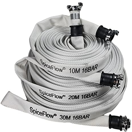 SpiceFlow Bauschlauch Industrieschlauch Storz-D 30 Meter Feuerwehrschlauch Gartenschlauch VA-Draht 16 Bar