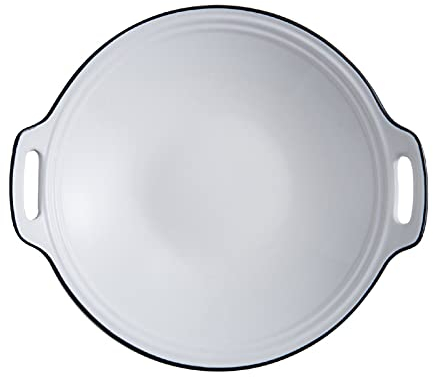 caihuashopping Kochen Backblech Weißes Porzellan-Backformen, rundes Backform mit doppeltem Griff, Keramikbackenpfannen für Küche, Kochen, Kuchenabendessen Küche Herdbackblech (Size : Large)