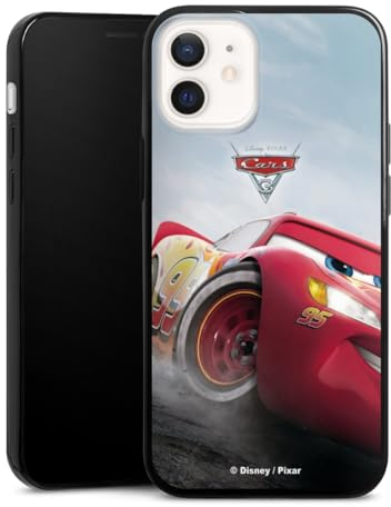 Slim Case extra dünn kompatibel mit Apple iPhone 12 Mini Silikon Handyhülle schwarz Hülle Lightning McQueen 95 Offizielles Lizenzprodukt Cars