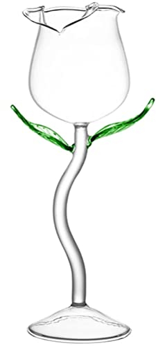 Zerodeko Rose Flower Wine Glasses Rose Cocktail Glass Wine Glablet Flautes Red Wine Glass Glass Glass per Celebrazioni di Compleanno per Matrimoni per La Casa 400 Ml