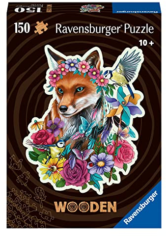 Ravensburger Wooden Puzzle 17512 - Bunter Fuchs - 150 Teile Kontur-Holzpuzzle mit stabilen, individuellen Puzzleteilen und 15 kleinen Holzfiguren (Whimsies), für Erwachsene und Kinder ab 10 Jahren