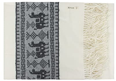 Alpaka Decke Wohndecke - Tagesdecke aus Alpakawolle 130x180 cm (huancavelica weiß)