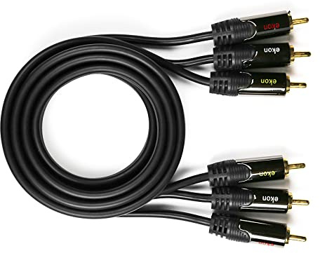 Ekon Cable RCA, 3 metros, 3 RCA, macho macho, conectores dorados, para DVD, Blue-Ray, proyectores, TV
