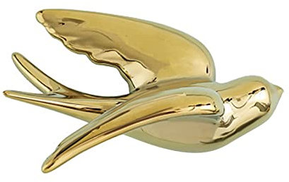 VALINK Wandbilder Wohnzimmer, Vögel Wanddekoration Keramik Vögel hängende Dekoration, 3D Vögel Wandmontage Ornament für Wohnzimmer Garten Wandskulpturen Gold