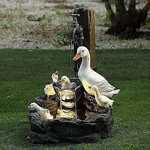 Willapa - Statua da giardino a forma di animale da giardino, con luci a LED a energia solare, in resina, 3 anatre, decorazione da giardino