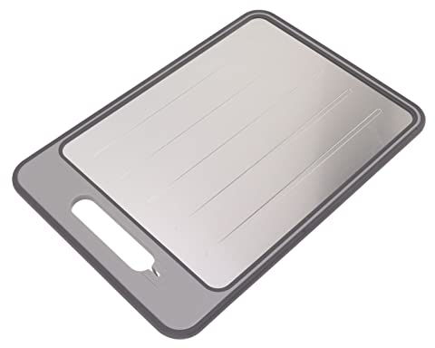 ZPSHYD Defrosting Tray,Defrosting Board,Miracle Melt Defrost Chopping Board with Sharpener,4in1 Double-Sided Chopping Plate Thaw Meat14.4x9.8in(Grey)