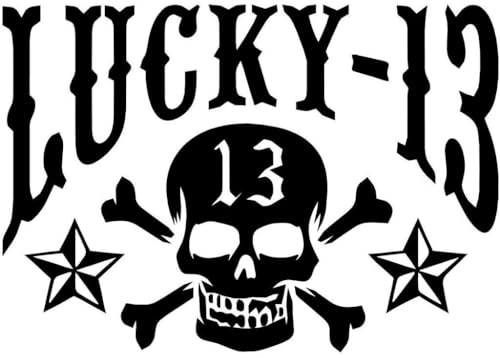 Lucky 13 - v2 - Allwetter-Aufkleber, Vinyl-Aufkleber, Auto, Laptop, LKW, Werkzeugkasten, Fenster, Tumbler, Boot, Anhänger usw (Dunkelgrau, 5x6)
