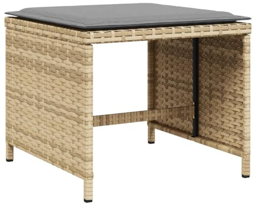 vidaXL Gartenhocker mit Kissen 4 STK. Beigemischung Poly Rattan