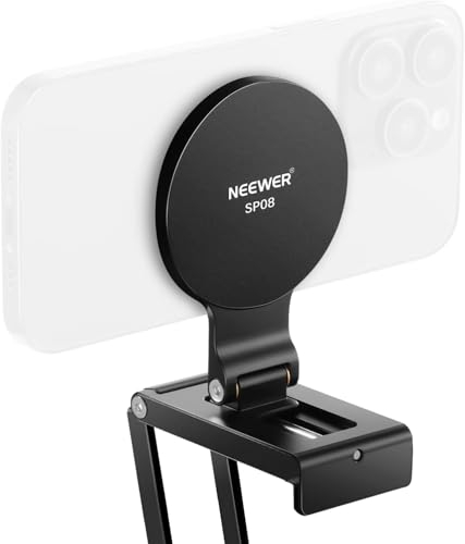 NEEWER Continuity Camera Mount for Desktop Monitor, Magnetic Tri Fold Desk Phone Webcam Holder with Arca Type Base, Compatible with MagSafe iPhone iMac Apple TV 4K Desktop Mac Laptop Samsung, SP08