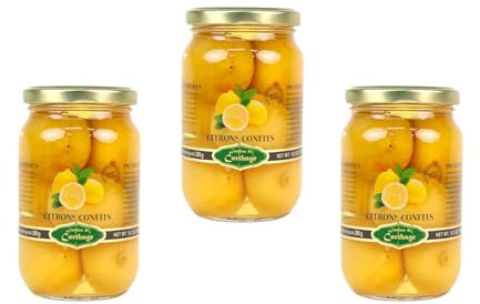Harvessa eingelegte Zitronen in Glas 350g - ganze Salzzitronen aus Tunesien, Zitronen eingelegt im Glas, vegan, vegetarisch & glutenfrei, Marokkanische Tajine oder Couscous Fisch Risotto (3X 350g)