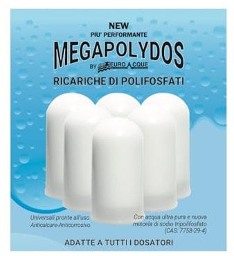 MEGACLIMA Megapolydos Polyphosphate Refill | 6 Cartridges Made in Italy | Polyphosphate Filter for Boiler | Protection and Maintenance/Anti-Limescale Filter for Boiler