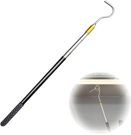 GUOYOU Awning Rod Opener, Portable Multi Section Locking Pull Rod, Awning Pull Rod, Retractable Metal Opener,Extendable From 15.5in to 60in, with Rubber Handle for Tent Campervan Awnings