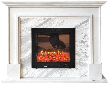 Chimenea de Vapor de Agua Chimenea Tallada de mármol Blanco de Estilo Europeo, gabinete de Chimenea de calefacción de Estilo francés, repisa de Piedra Simple Chimenea Electrónica(A)