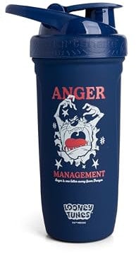 Smartshake Looney Tunes Reforce Stainless Steel Protein Shaker Bottle 900 ml | 30 oz - Leakproof Screw-on Lid - BPA Free – Unisex - Non Insulated - Tasmanian Devil Logo