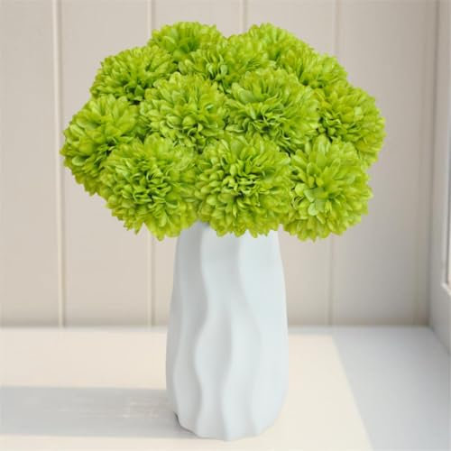 SHINE-CO LIGHTING Artificial Chrysanthemum Ball Flowers Hydrangea Arrangement Bouquet Presents Decor 10pcs Without Vase (Green)