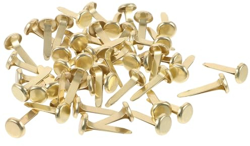 MOKKHNB 50 Pezzi Mini Brads in Metallo Dorato per Scrapbook e Te Fermagli Doppio Piede per Artigianato Decorazioni e Fissaggio Creativo