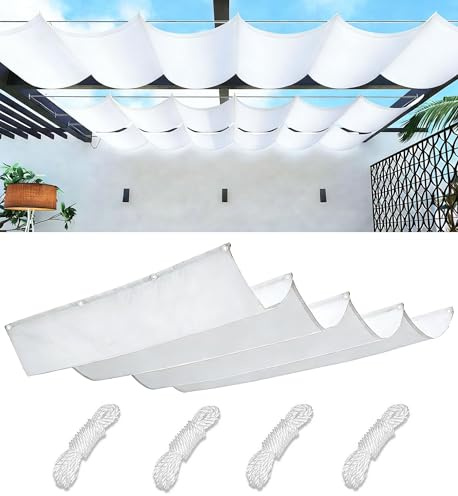 Rétractable Vague Voile Ombrage Rectangulaire Imperméable Toile D'ombrage Filet D'ombrage Bâche Ombrage Protection UV Solaire pour Jardins Balcons Terrasse Pergola 2x3M Blanc