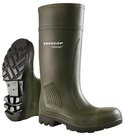 DUNLOP Purofort Professional Full Safety Wellington Boots, Green | Lightweight, Waterproof, Safety boots for professional use, S5 certified, Steel toe and Midsole, Anti-slip, Cold insulation