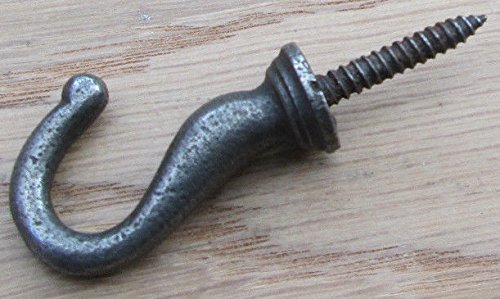Ironmongery World Cast Iron Ceiling Plant Hanging Basket Cup Mug Hooks in 2 Sizes - Small Antique Rustic Iron