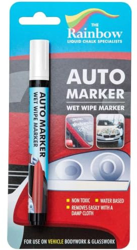 Window Markers for Glass Washable Car Window Paint Pen- Dry Erase Liquid Chalk Marker Car Decorations on All Surfaces, Tire, Windshield - Auto Marker, Autowriter, Rain Resistant (White, Fine Tip)