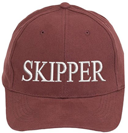 4sold 100% Cotton Ancient Mariner, Captain Cabin Boy Crew First Mate Yachting Baseballmütze Inschrift Schriftzug Schwarz Weiß rotbraun und weiß (Skipper)