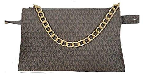 Michael Kors Gürteltasche Gr.M - Fanny Pack - braun - 19x12x1 cm - MK-Logo - Goldkette - Druckknöpfe und Reißverschluß 6414