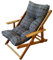 Relax-Sessel Liegestuhl, 3 Positionen, aus Holz, zusammenklappbar, gepolstertes Kissen, Höhe: 100 cm, Farbe: dunkelgrau