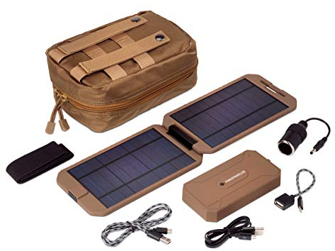 Portable Solar-Charger, Powertraveller Tactical Extreme, 12000mAh Quick-Charge Power-Bank, 12V DC, USB C, Splashproof/Dustproof External Battery Pack for Smartphones, Tablet & more