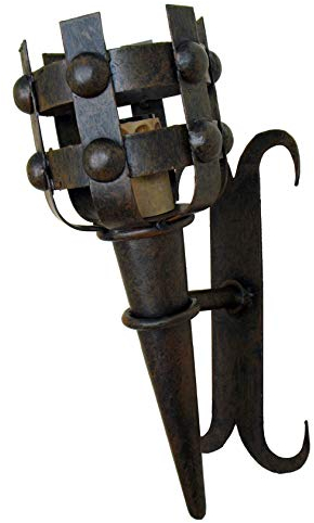 Rustiluz Mittelalterliche kleine Fackel aus Schmiedeeisen.