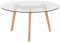 Beliani Mesa de Centro Transparente Redonda con Tablero de Cristal 3 Patas de Madera Clara Minimalista escandinavo Minnesota