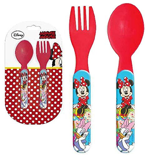 Disney Minnie Mouse Cutlery Set Compatible Cutlery Toy Fork and Spoon