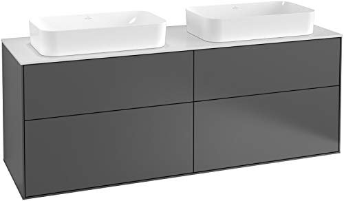 Villeroy und Boch Finion Waschtischunterschrank F31100, 1600x603x501mm, Abdeckplatte White Matt, Farbe: Anthracite Matt - F31100GK