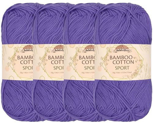 JubileeYarn Bamboo Cotton Sport Yarn - 50g/Skein - Mulberry - 4 Skeins