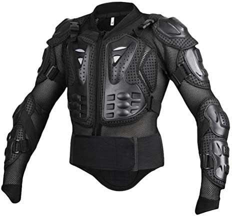 JEELINBORE Moto Armatura Giubbotti da Motocross Montagna Ciclismo Pattinando Snowboard Equipaggiamento Protettivo con Protezione per il Torace e la Schiena - Nero, M