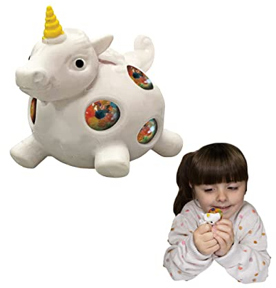 Squidgeemals - Einhorn von Deluxebase. Super dehnbares und matschiges Einhorn Spielzeug mit Gelperlen. Tolles Quetschspielzeug für Erwachsene und Kinder