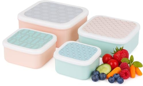 Premier Housewares Lunch Boxes Abstract Themed Snack Boxes for Kids Multi Colored Small Sandwich Box Set of 4
