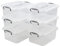 Afromy 6-Pack 8 L Storage Boxes, Plastic Latch Box with Lid/Handle, Clear