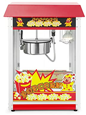 HENDI Popcorn-Maschine, Popcornmaschine, Popcorn Maker, mit Krümelschublade, 230V, 1500W, 560x420x(H)770mm, Aluminium, rot